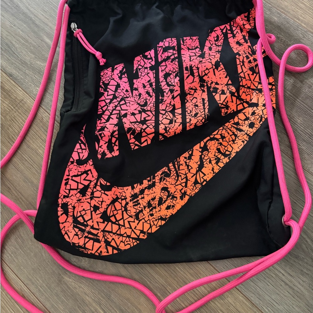 Nike Black Bag with Pink and Orange Logo